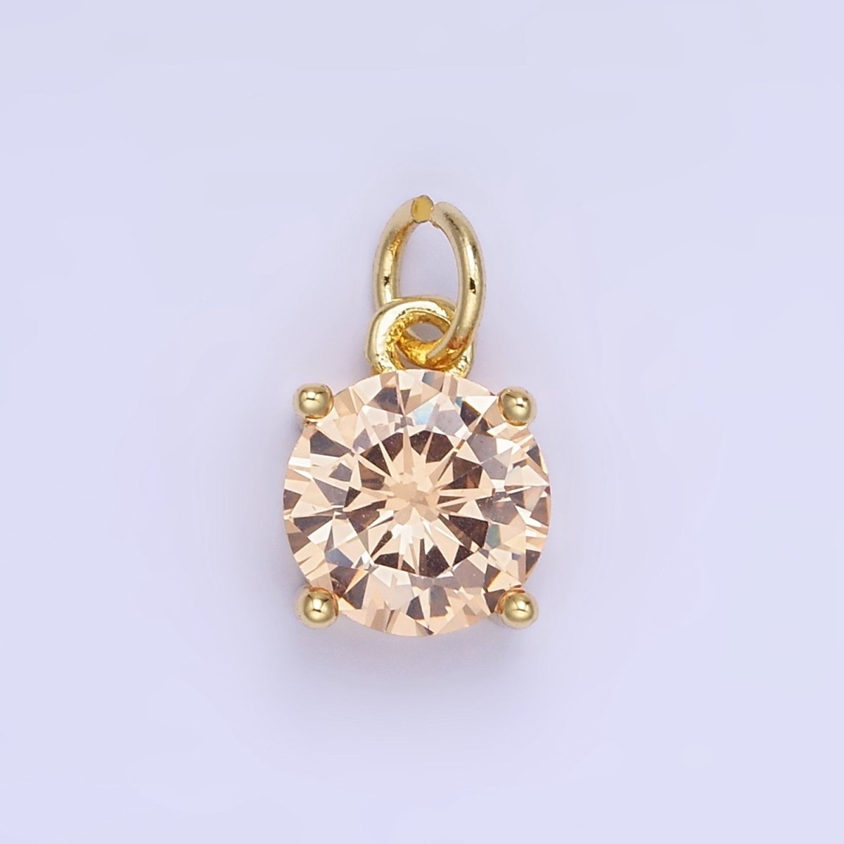 14K Gold Filled Round Birthstone CZ Add-On Charm in Gold & Silver | AG813 - AG824