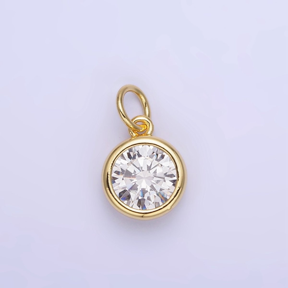 14K Gold Filled Round Birthstone CZ Bezel Add-On Charm | AG780 - AG787