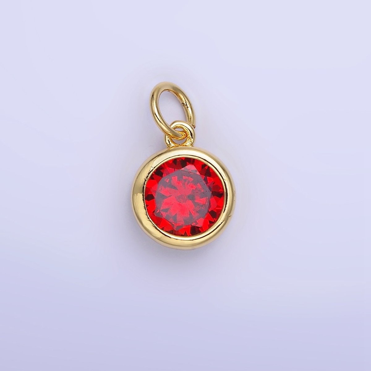 14K Gold Filled Round Birthstone CZ Bezel Add-On Charm | AG780 - AG787