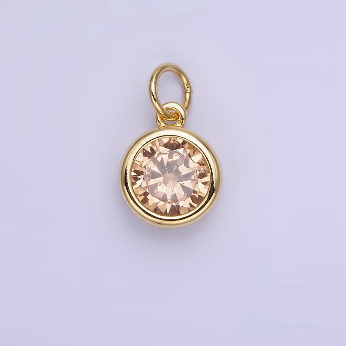 14K Gold Filled Round Birthstone CZ Bezel Add-On Charm | AG780 - AG787