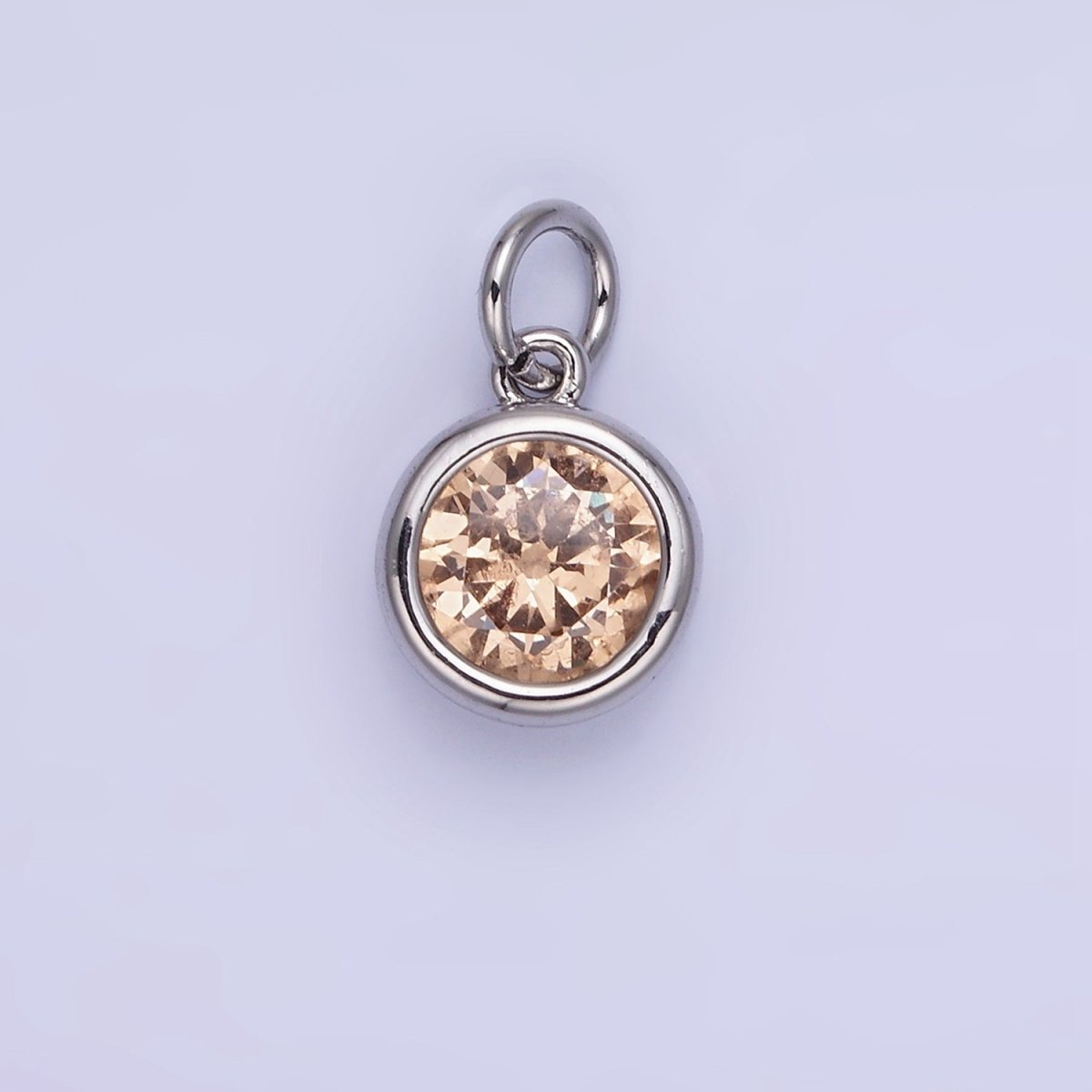 14K Gold Filled Round Birthstone CZ Bezel Add-On Charm | AG780 - AG787