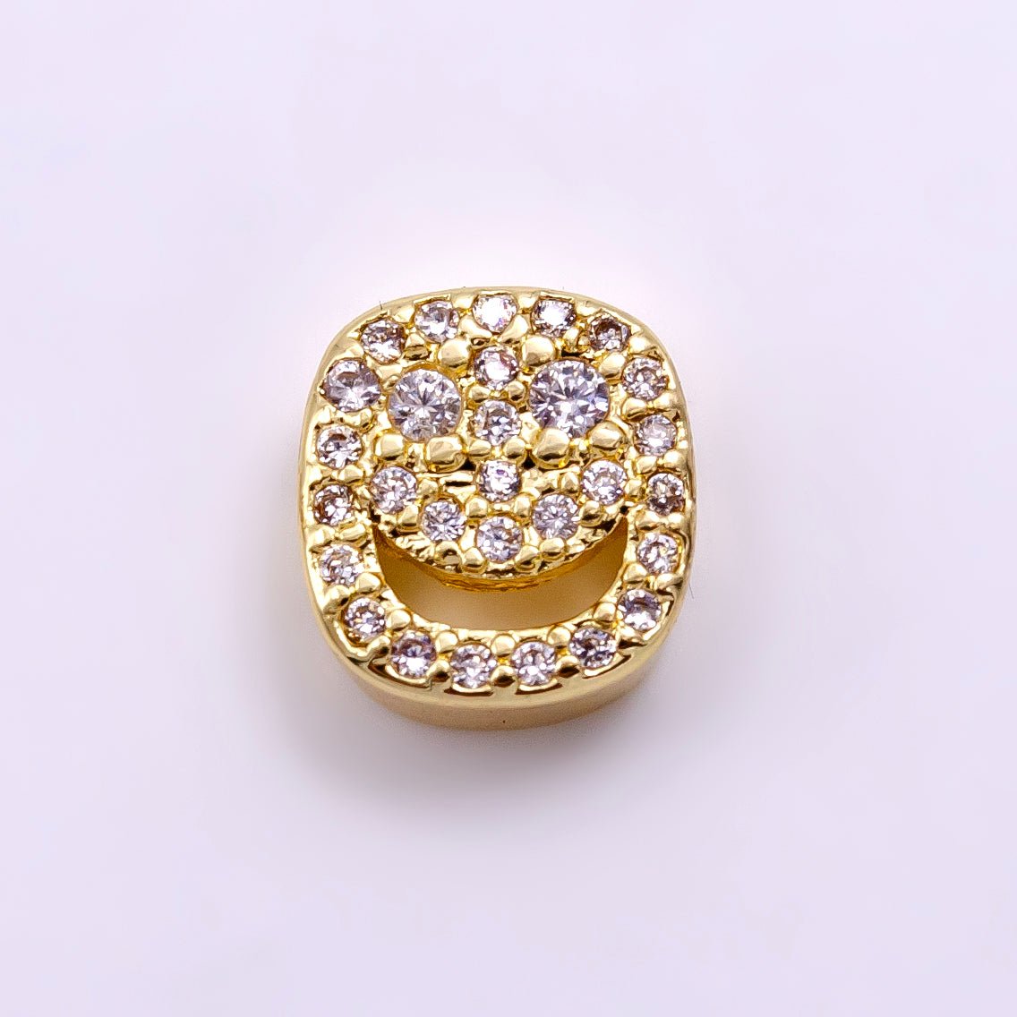 14K Gold Filled Smiley Face Micro Paved CZ Bead | B882