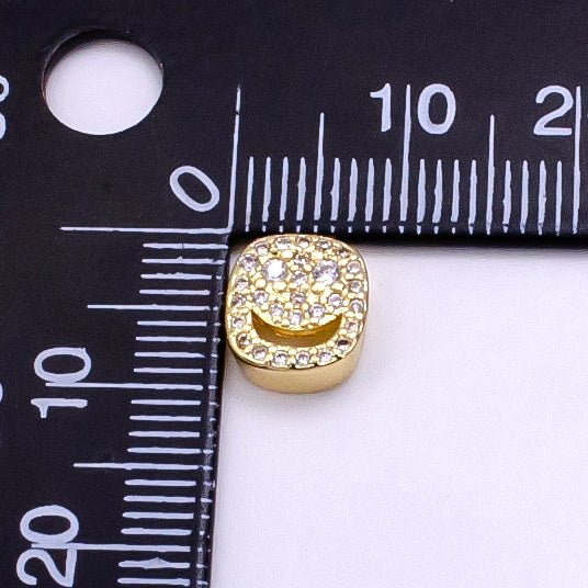 14K Gold Filled Smiley Face Micro Paved CZ Bead | B882