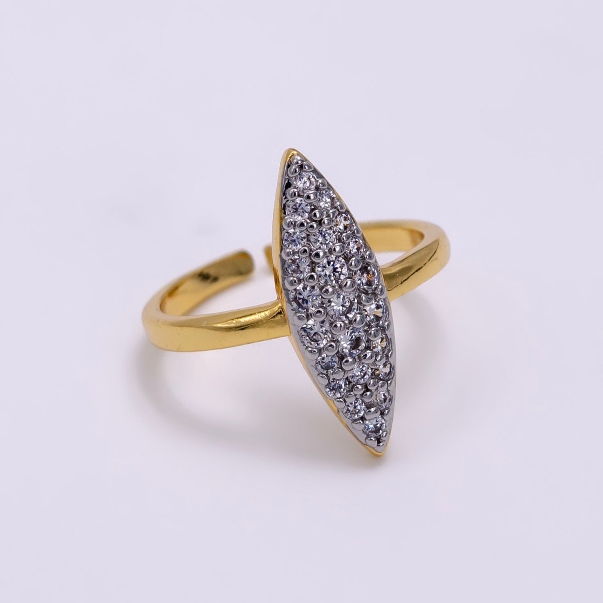 14K Gold Filled Sphere Micro Paved CZ Mixed Metal Ring | O1355