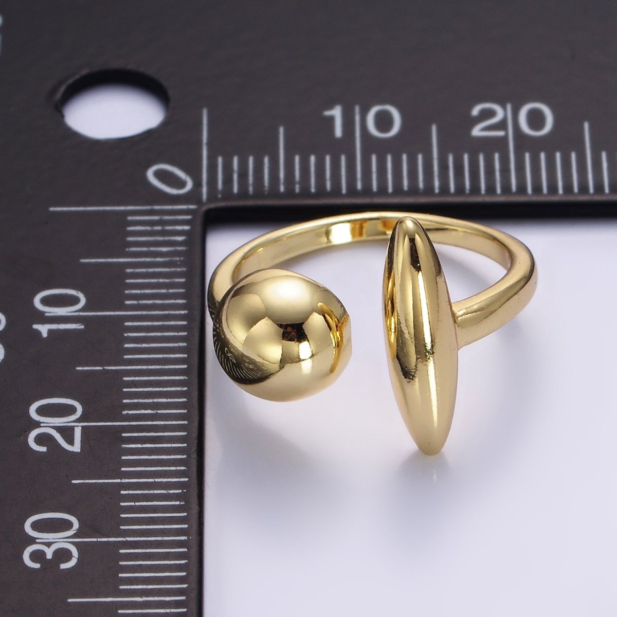 14K Gold Filled Sphere Round Dome Minimalist Wrap Ring | O351
