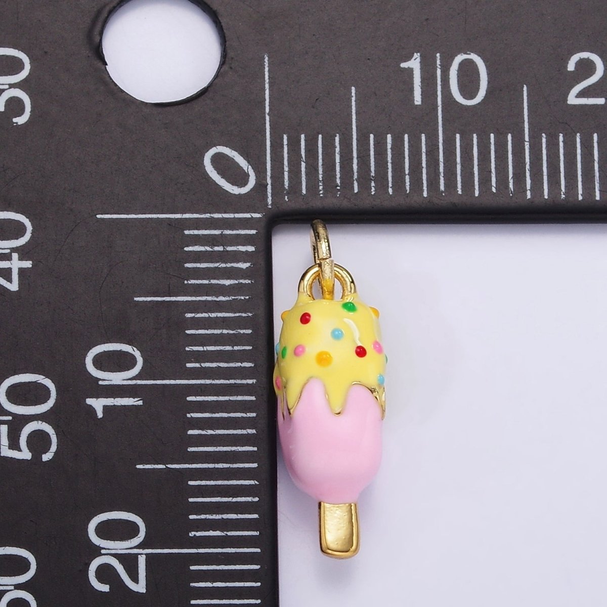 14K Gold Filled Sprinkle Popsicle Pink Enamel Mini Charm | AG831