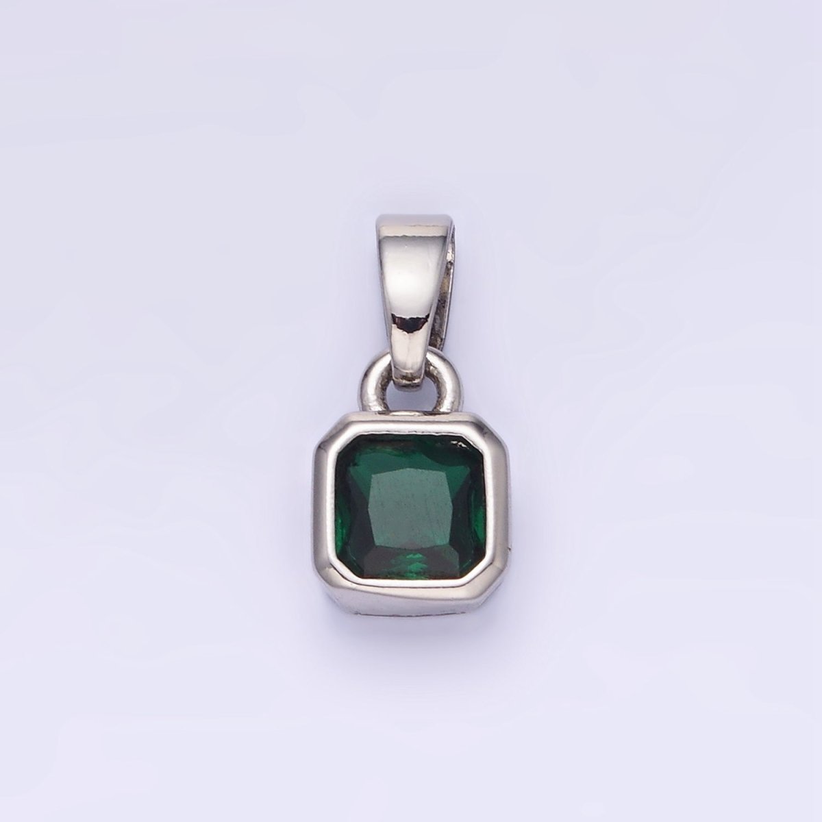 14K Gold Filled Birthstone CZ Square Edged Bezel Pendant in Gold & Silver | AA1297 - AA1308