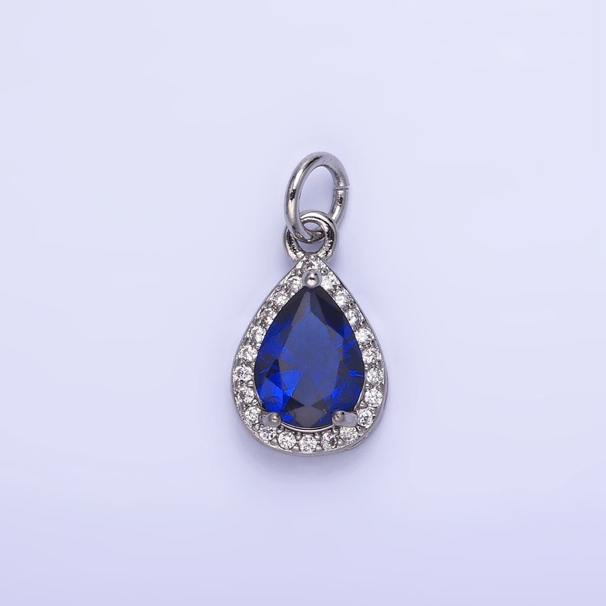 14K Gold Filled Teardrop CZ Micro Paved Birthstone Charm in Gold & Silver | W704 - W720