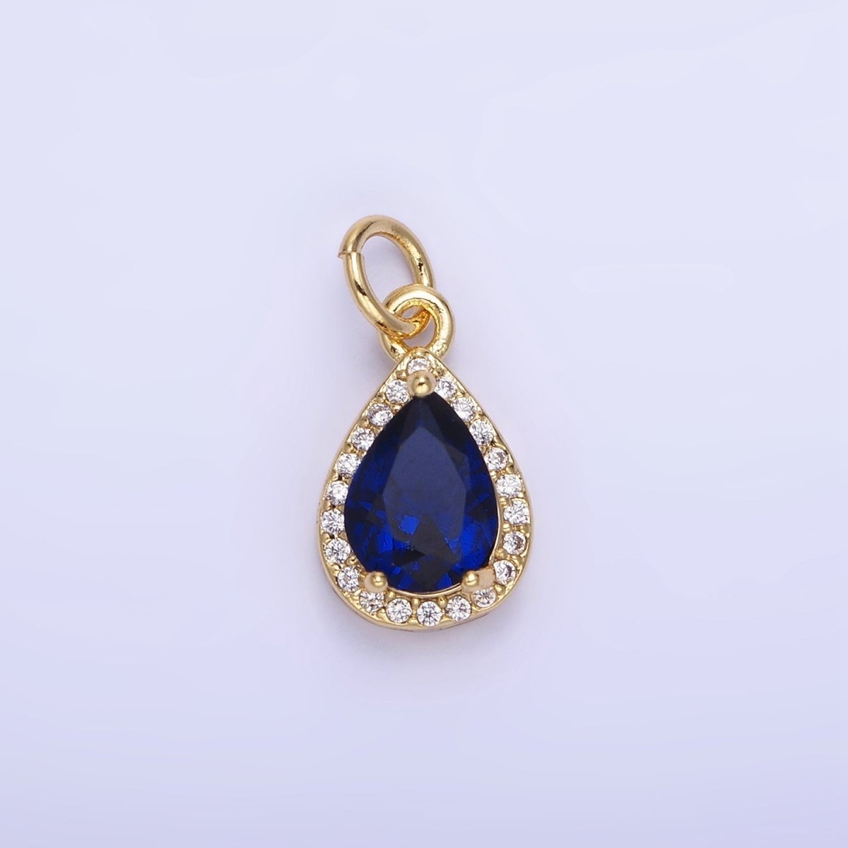 14K Gold Filled Teardrop CZ Micro Paved Birthstone Charm in Gold & Silver | W704 - W720