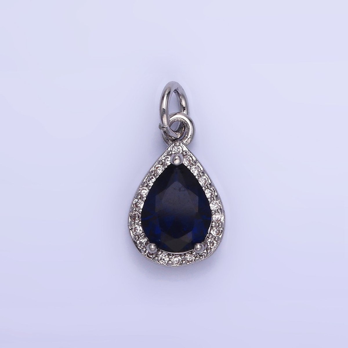 14K Gold Filled Teardrop CZ Micro Paved Birthstone Charm in Gold & Silver | W704 - W720