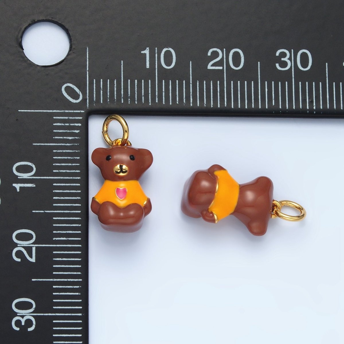 14K Gold Filled Teddy Bear Heart Shirt Animal Charm | AG950