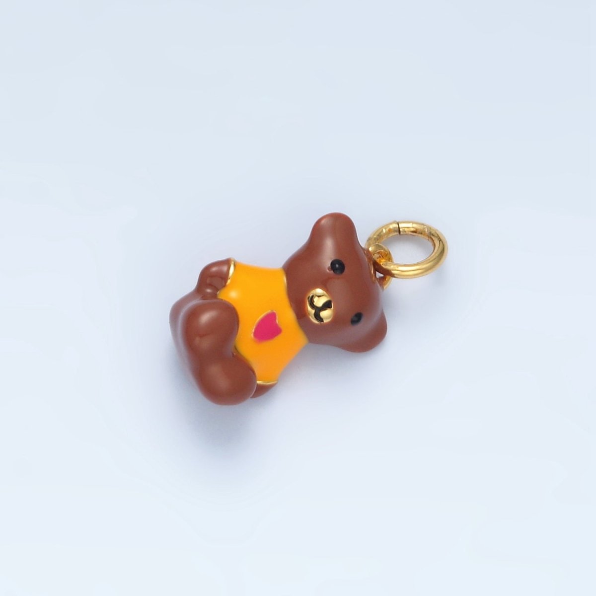 14K Gold Filled Teddy Bear Heart Shirt Animal Charm | AG950