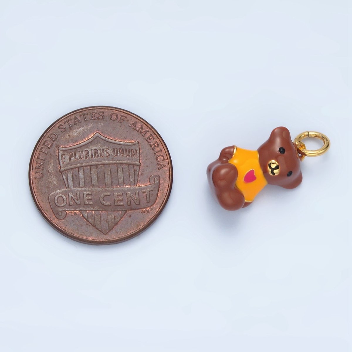 14K Gold Filled Teddy Bear Heart Shirt Animal Charm | AG950