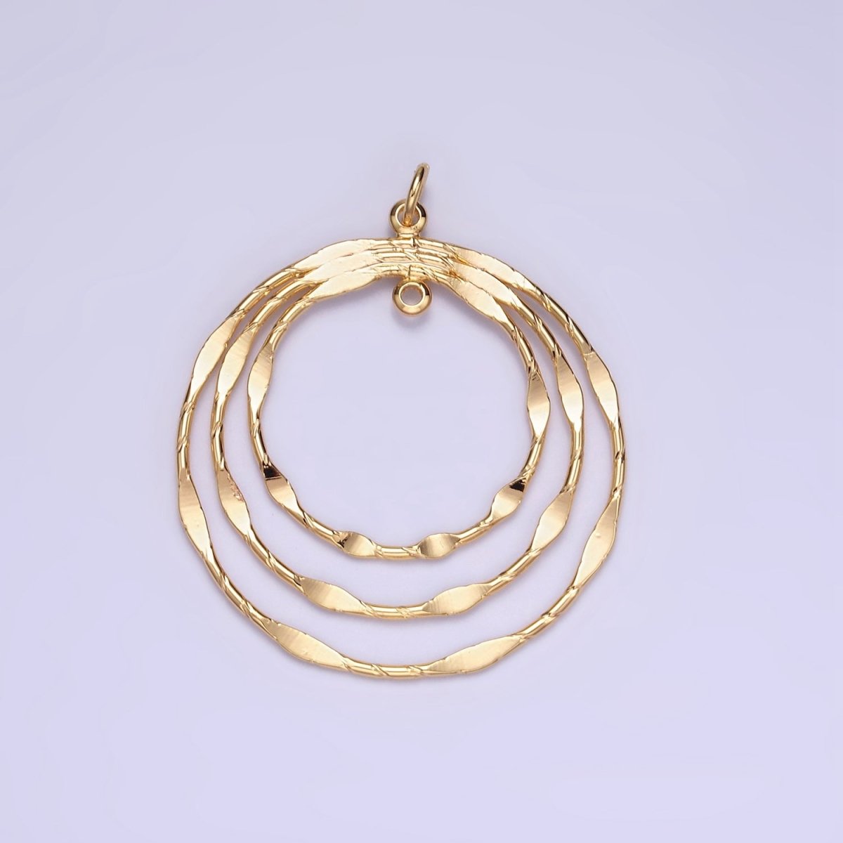 14K Gold Filled Triple Edged Band Geometric Round Charm | AG828