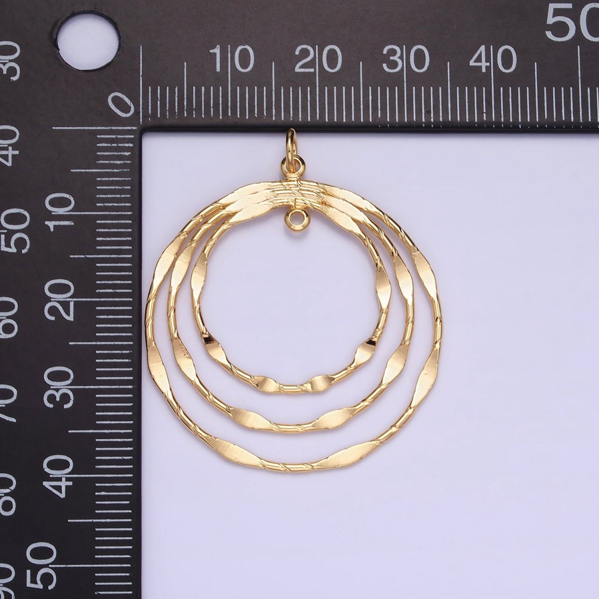 14K Gold Filled Triple Edged Band Geometric Round Charm | AG828