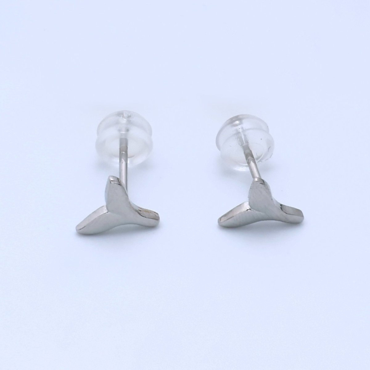 14K Gold Filled Whale Tail Minimalist Mini Stud Earrings in Gold & Silver | Q290 AD162