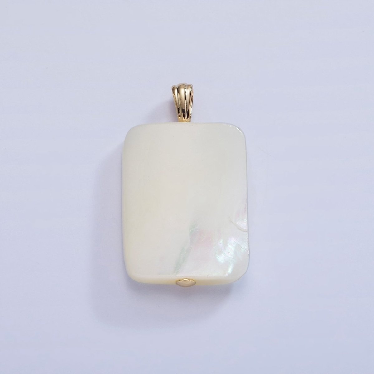 OS 14K Gold Filled White Shell Pearl Rectangle Pendant | P1582