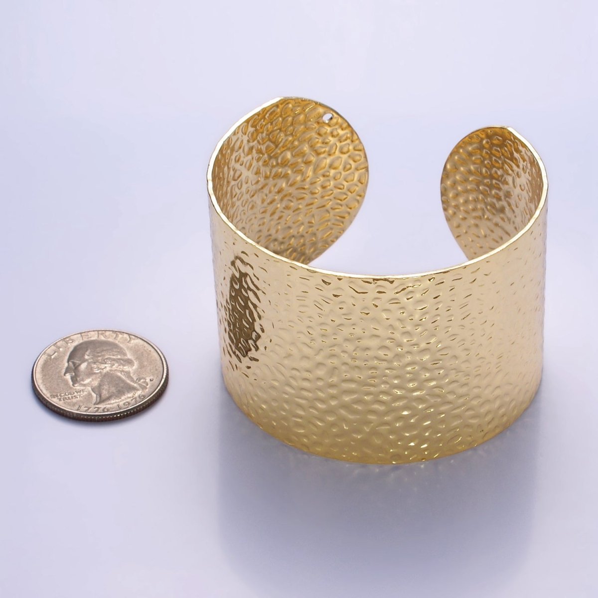 14K Gold Filled Wide Hammered Minimalist Cuff Bracelet | WA-2520