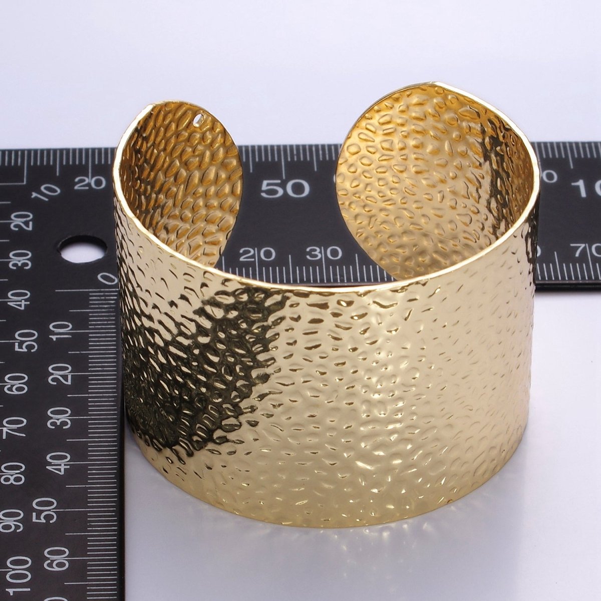 14K Gold Filled Wide Hammered Minimalist Cuff Bracelet | WA-2520