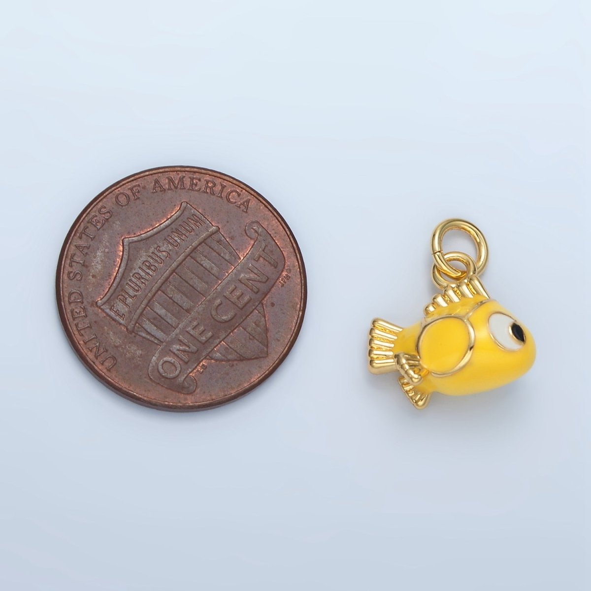 14K Gold Filled Yellow Gold Fish Pet Animal Enamel Mini Charm | AG948