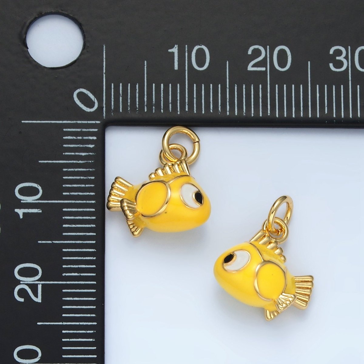 14K Gold Filled Yellow Gold Fish Pet Animal Enamel Mini Charm | AG948