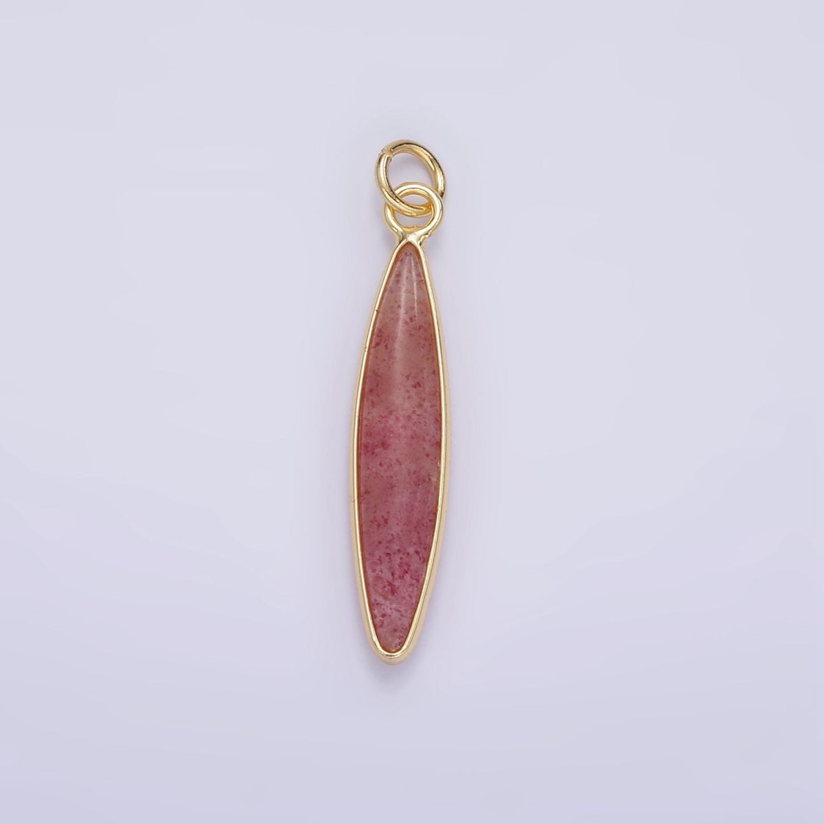 14K Gold Watermelon Quartz, Pink Quartz, Turquoise Sphere Bezel Charm | D560