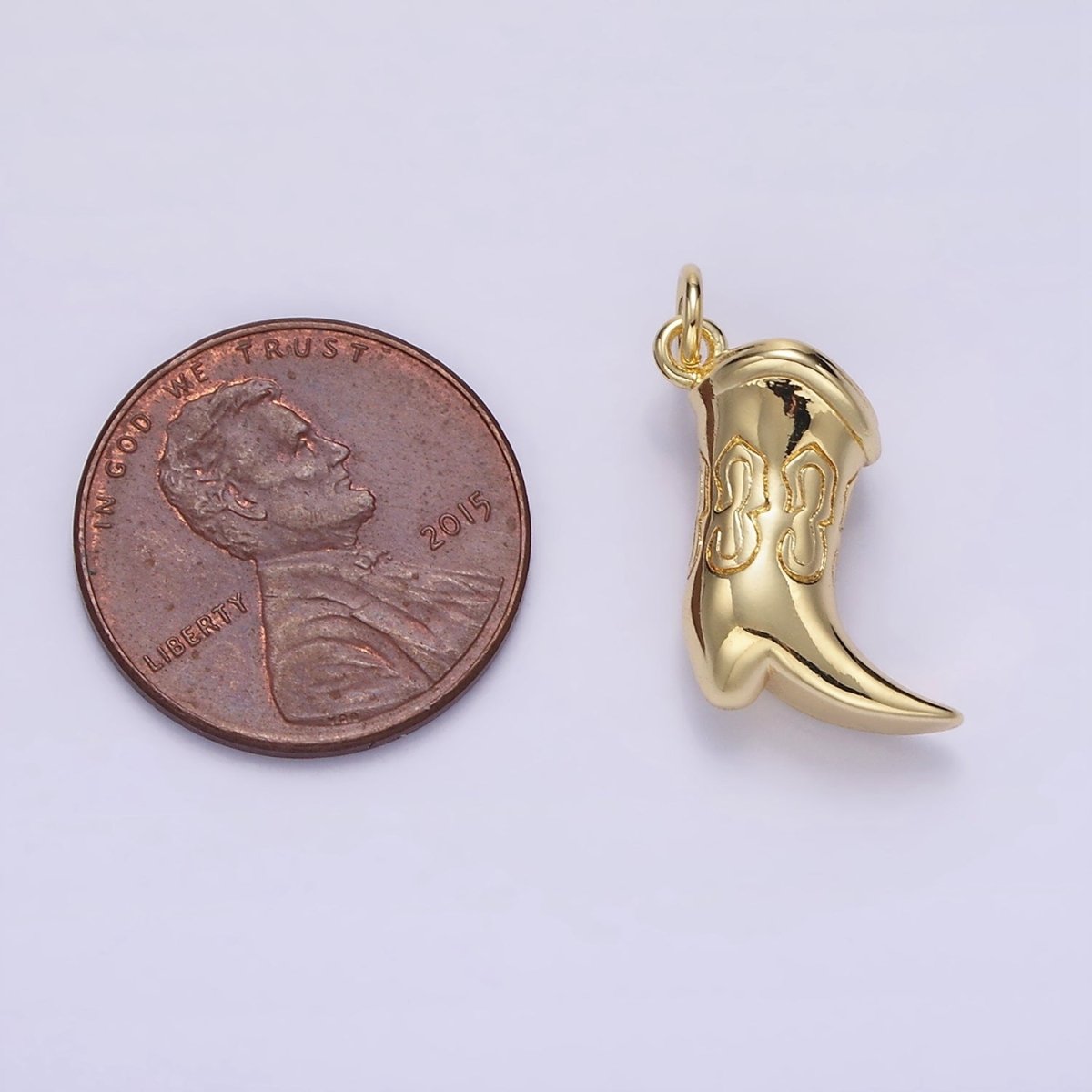 14K Golf Filled Engraved Chubby Cowboy Boot Charm in Gold & Silver | D416