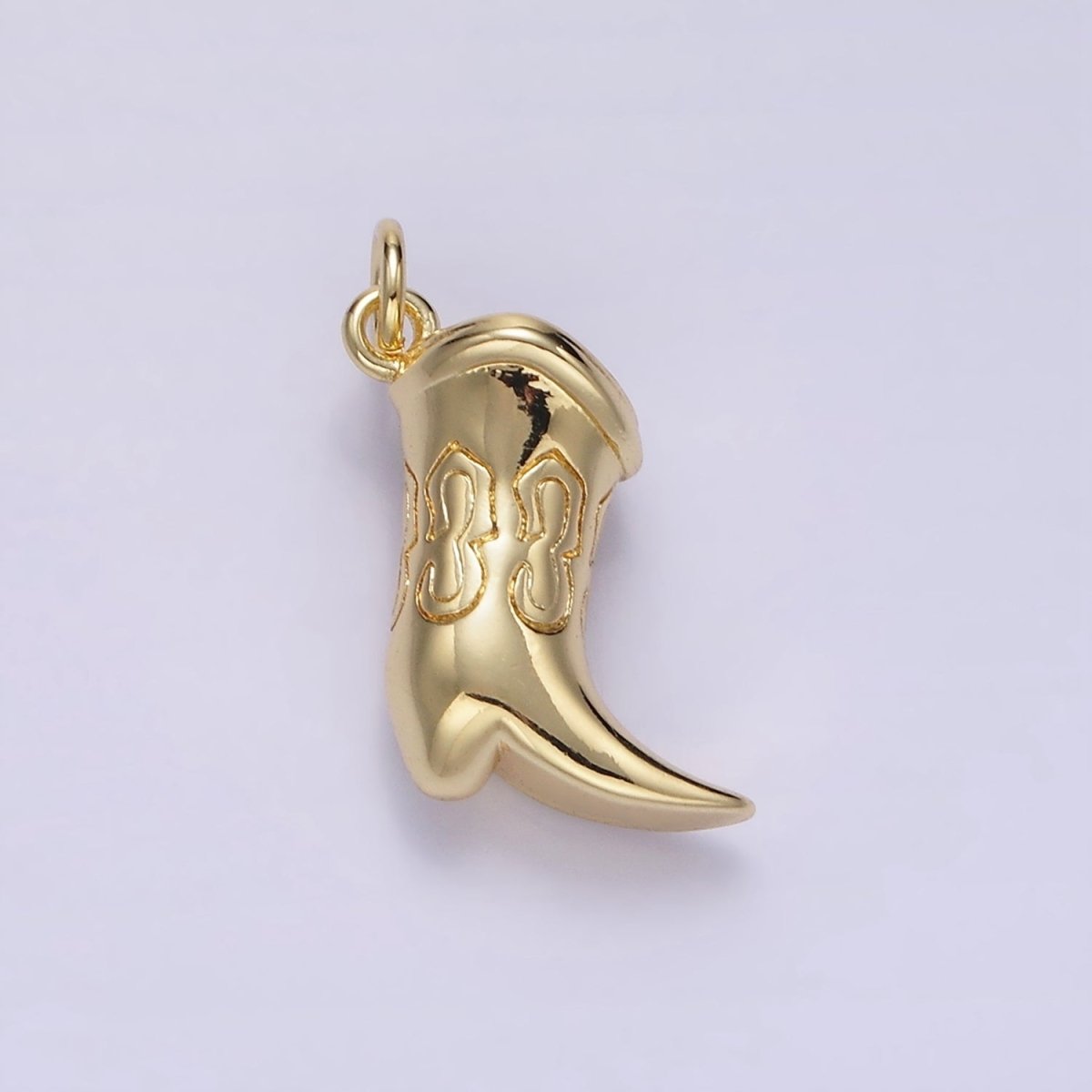 14K Golf Filled Engraved Chubby Cowboy Boot Charm in Gold & Silver | D416