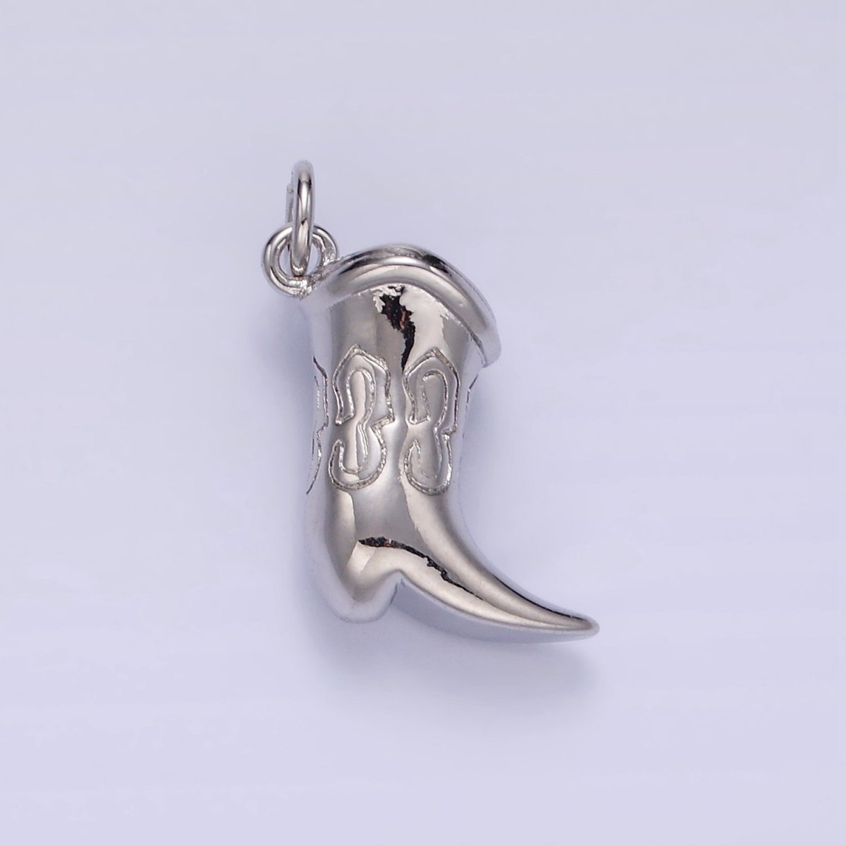 14K Golf Filled Engraved Chubby Cowboy Boot Charm in Gold & Silver | D416