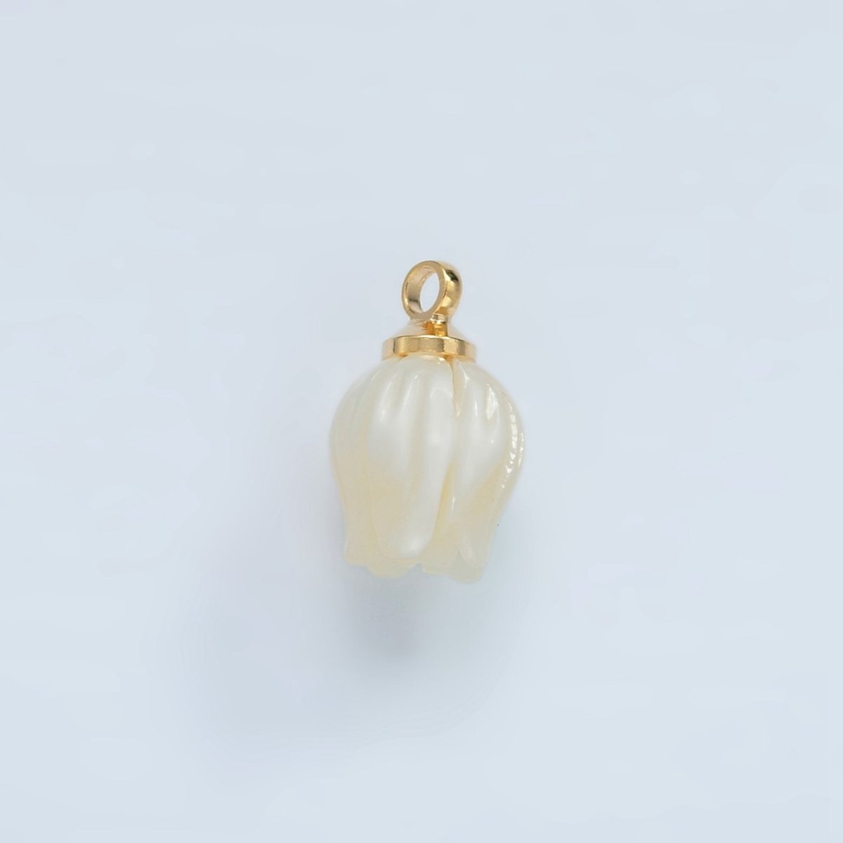 16K Gold Filled 12.5mm Tulip Flower Shell Pearl Charm | P1860