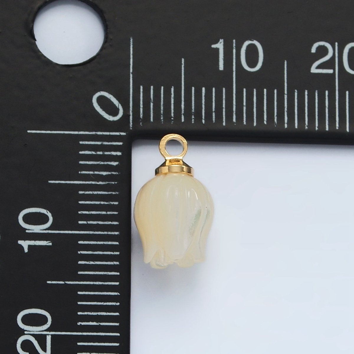 16K Gold Filled 12.5mm Tulip Flower Shell Pearl Charm | P1860