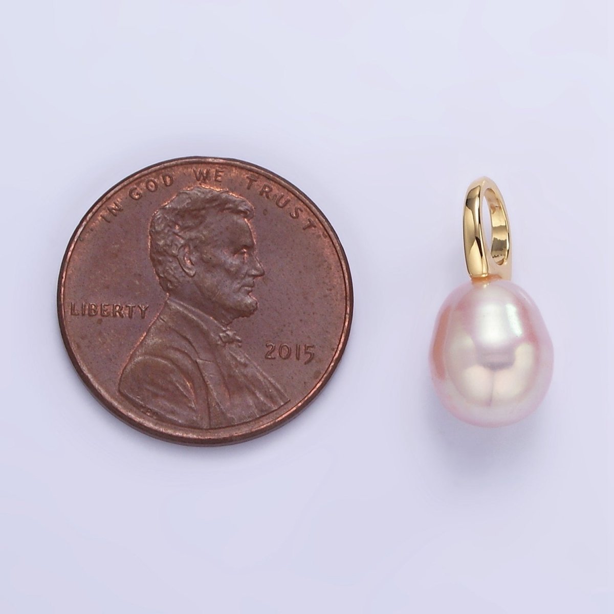 16K Gold Filled 15mm - 20mm Pink Freshwater Pearl Drop Pendant | P1887