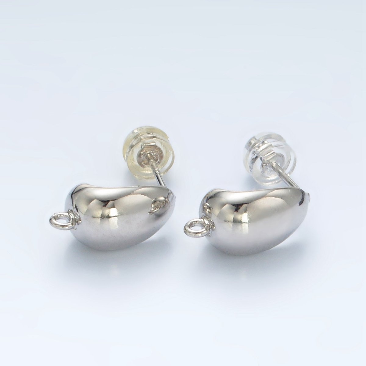 16K Gold Filled 15mm Dome J-Shaped Hoop Open Loop Earrings Findings in Gold & Silver | Z827 Z828