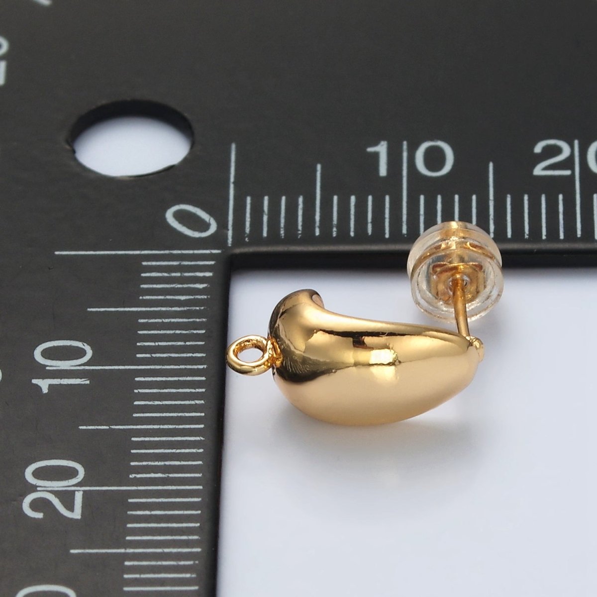 16K Gold Filled 15mm Dome J-Shaped Hoop Open Loop Earrings Findings in Gold & Silver | Z827 Z828