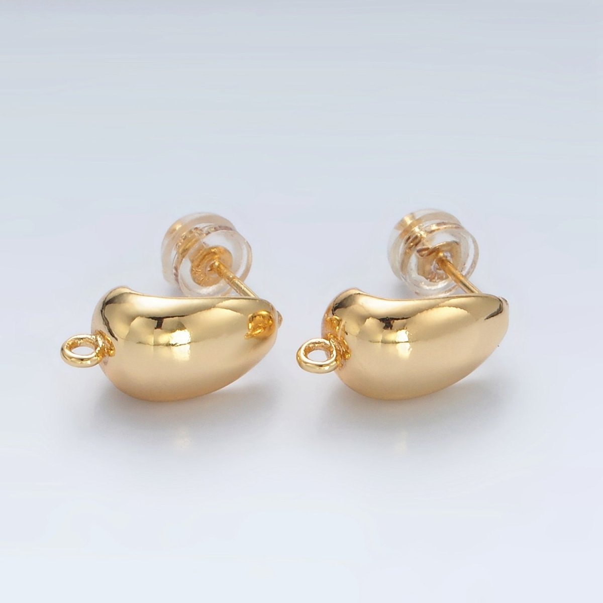 16K Gold Filled 15mm Dome J-Shaped Hoop Open Loop Earrings Findings in Gold & Silver | Z827 Z828