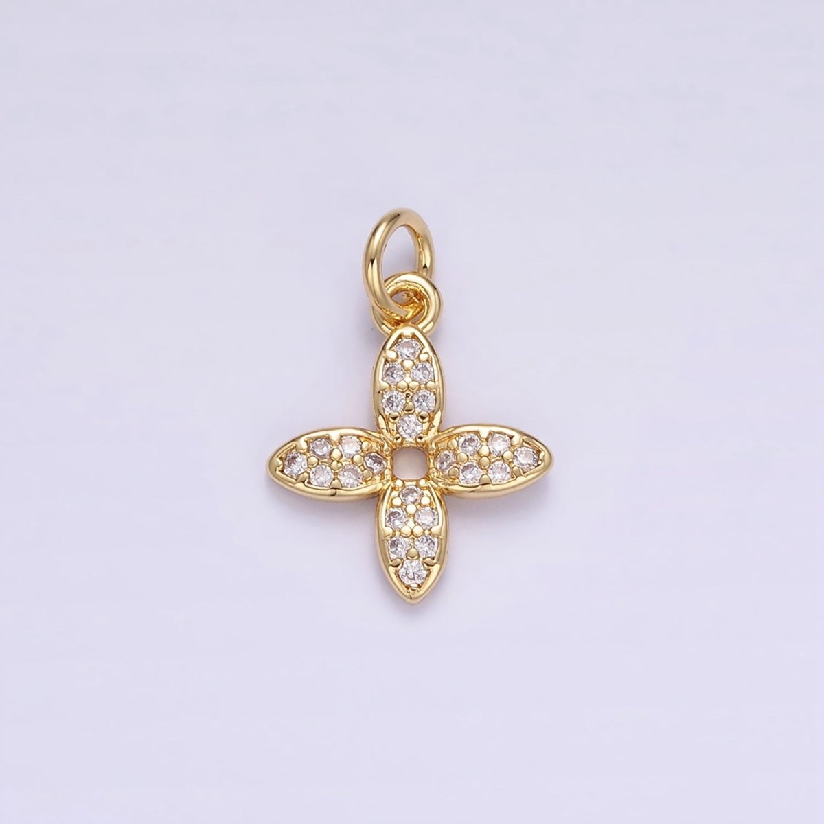 16K Gold Filled 15mm Flower Micro Paved CZ Charm | C303