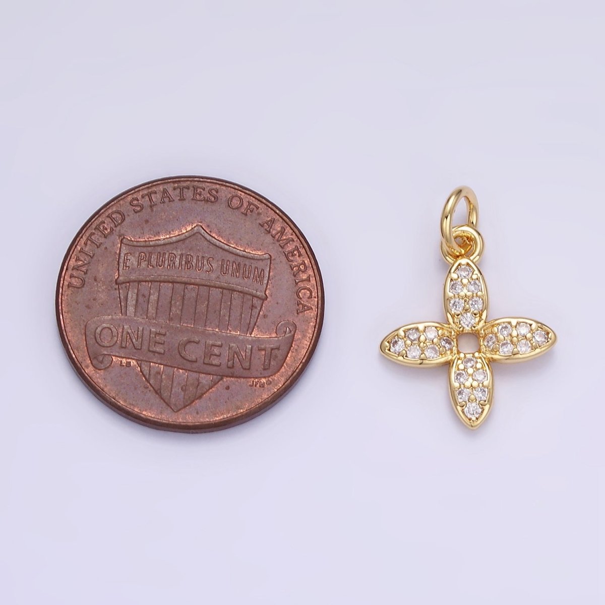16K Gold Filled 15mm Flower Micro Paved CZ Charm | C303