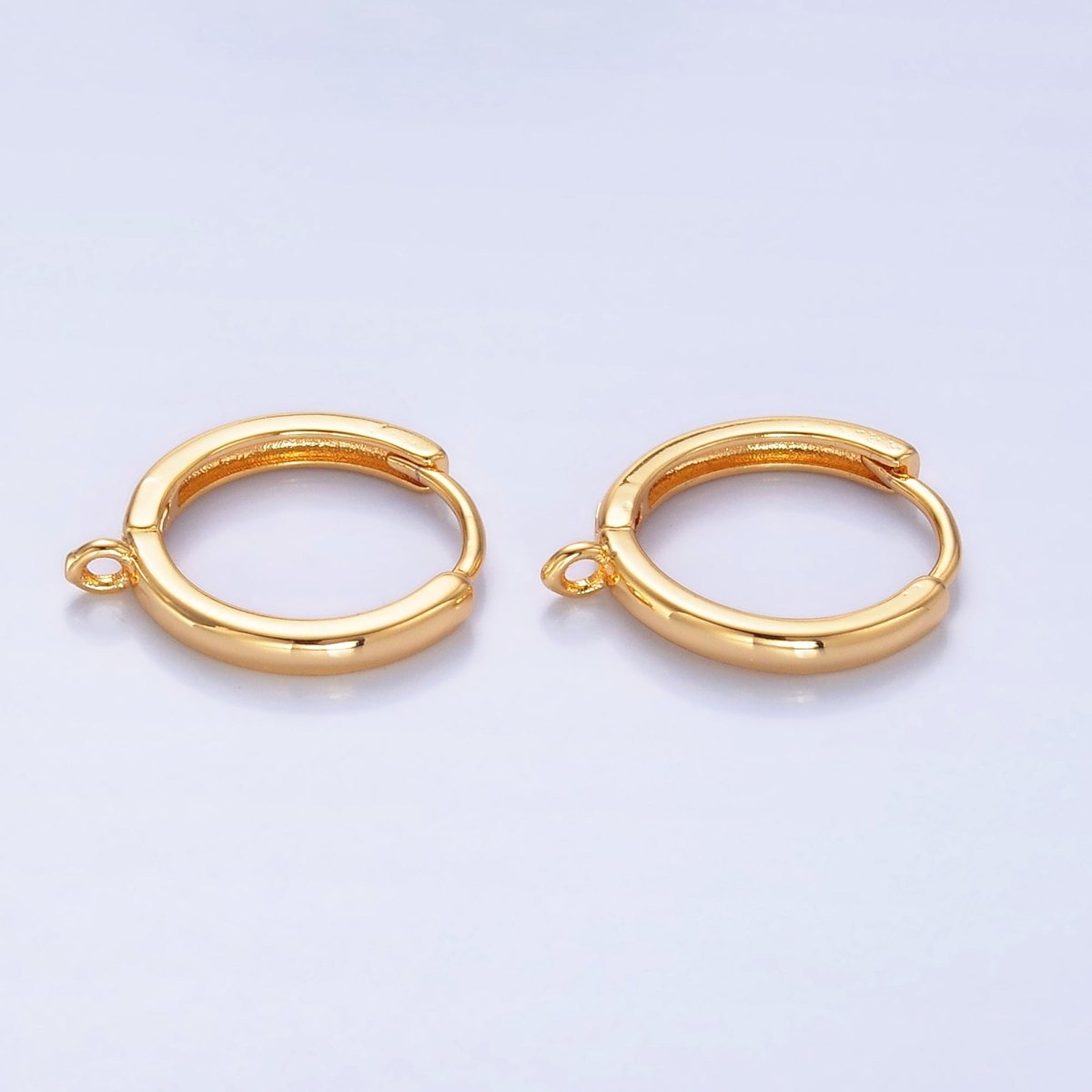 16K Gold Filled 15mm Minimalist Huggie Drop Open Loop Earring Findings | Z1036