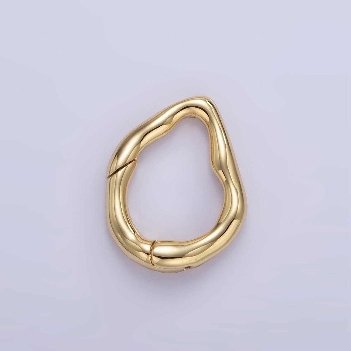 16K Gold Filled 18mm Abstract Hammered Push Spring Gate Findings | Z888