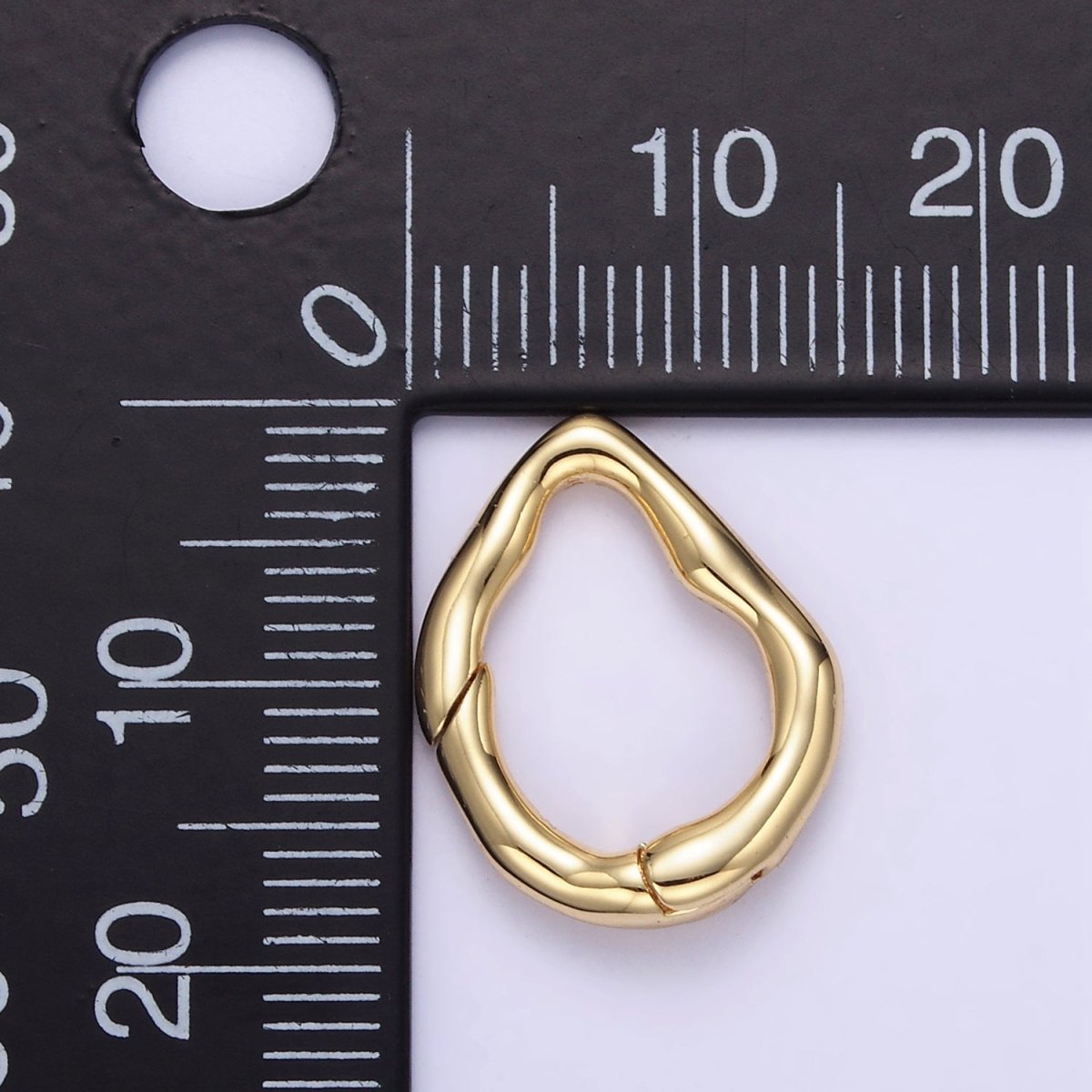 16K Gold Filled 18mm Abstract Hammered Push Spring Gate Findings | Z888