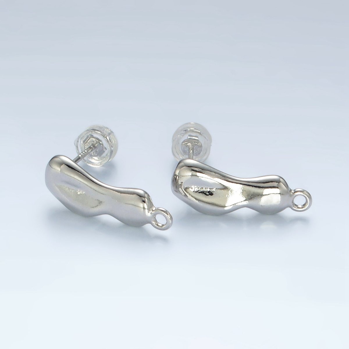 16K Gold Filled 18mm Molten Drip Bar Open Loop Stud Earrings Findings in Gold & Silver | Z842 Z843