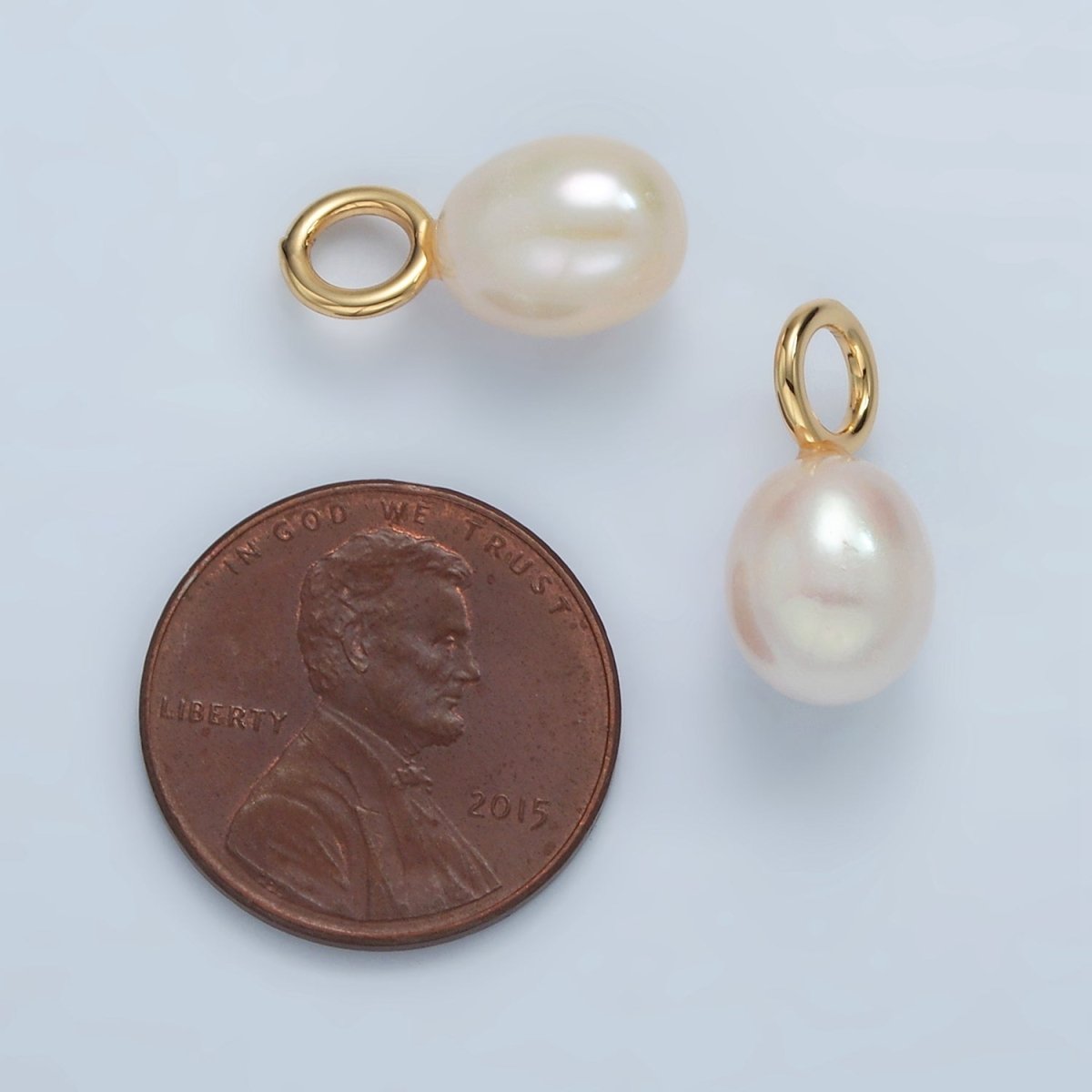 16K Gold Filled 18mm White Freshwater Pearl Drop Pendant | P1868