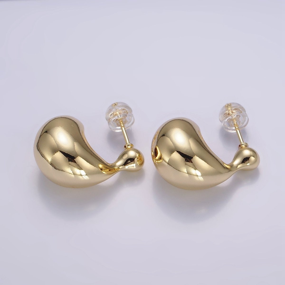 16K Gold Filled 20mm Molten Dome C-Shaped Earrings | P519