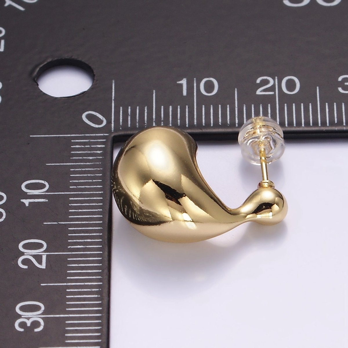 16K Gold Filled 20mm Molten Dome C-Shaped Earrings | P519