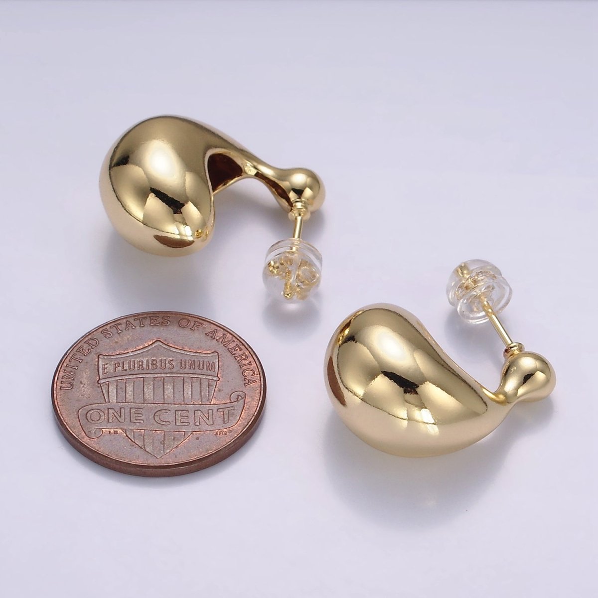 16K Gold Filled 20mm Molten Dome C-Shaped Earrings | P519