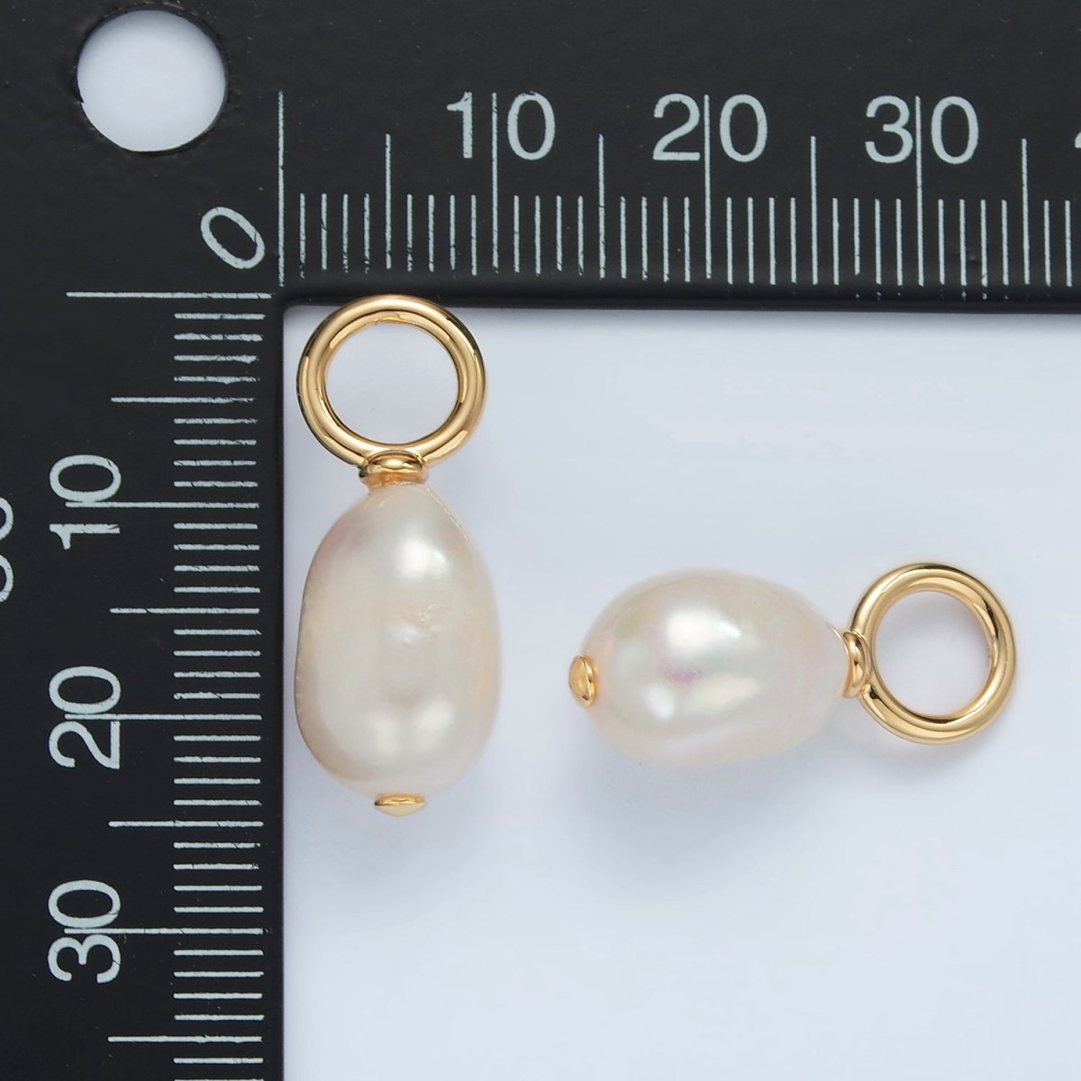 16K Gold Filled 20mm White Freshwater Pearl Drop Pendant | P1862