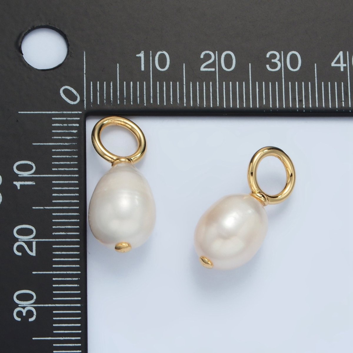 16K Gold Filled 22mm White Ringed Freshwater Pearl Drop Pendant | P1869