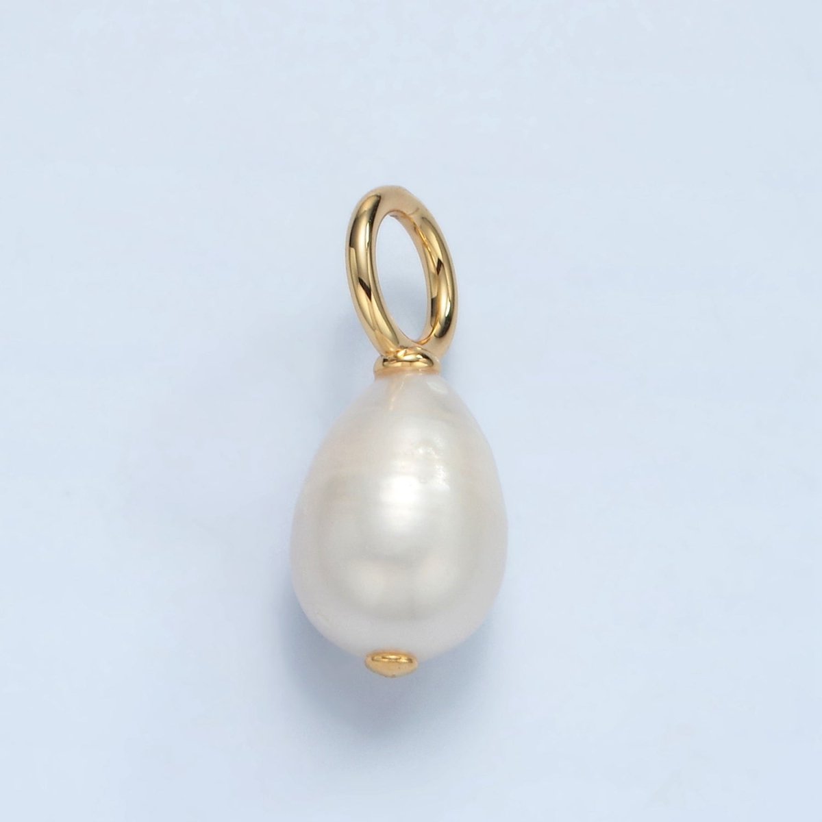 16K Gold Filled 22mm White Ringed Freshwater Pearl Drop Pendant | P1869
