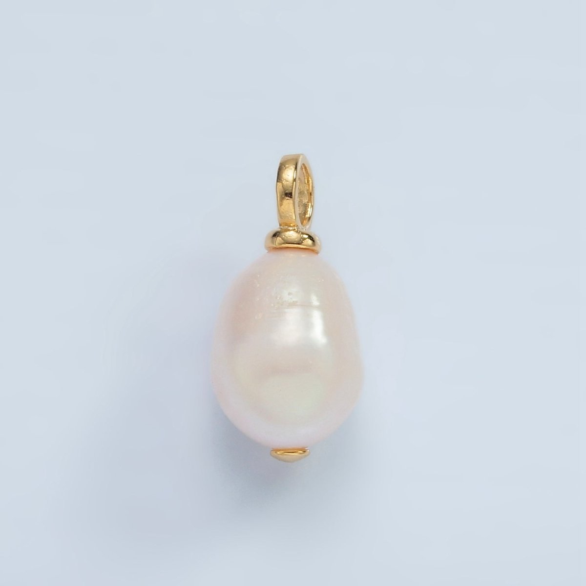 16K Gold Filled 25mm White Ringed Freshwater Pearl Pendant | P1865
