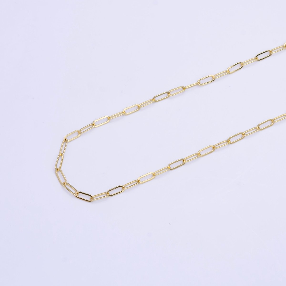 16K Gold Filled 2.8mm Minimalist Paperclip Chain 17.5 Inch Necklace | WA-2515